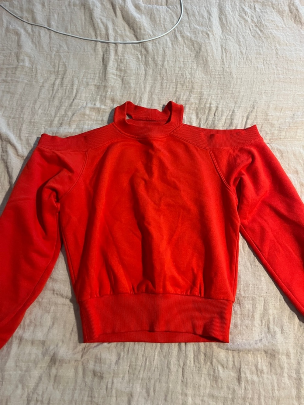 Zara Bright Red Ribbed Turtleneck Sweatshirt